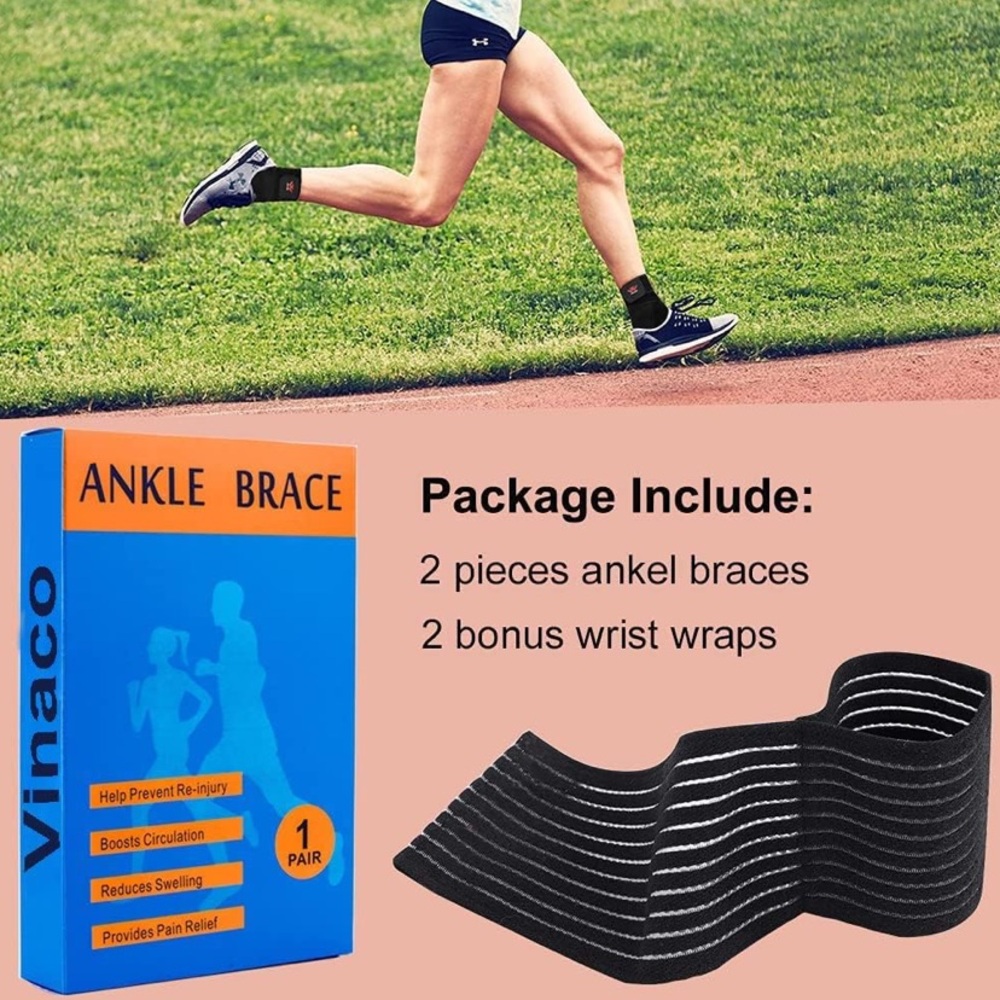 Vinaco Ankle Wraps Support Brace Pair & Wrist Wraps Neoprine XXL Men/Women - Picture 3 of 12